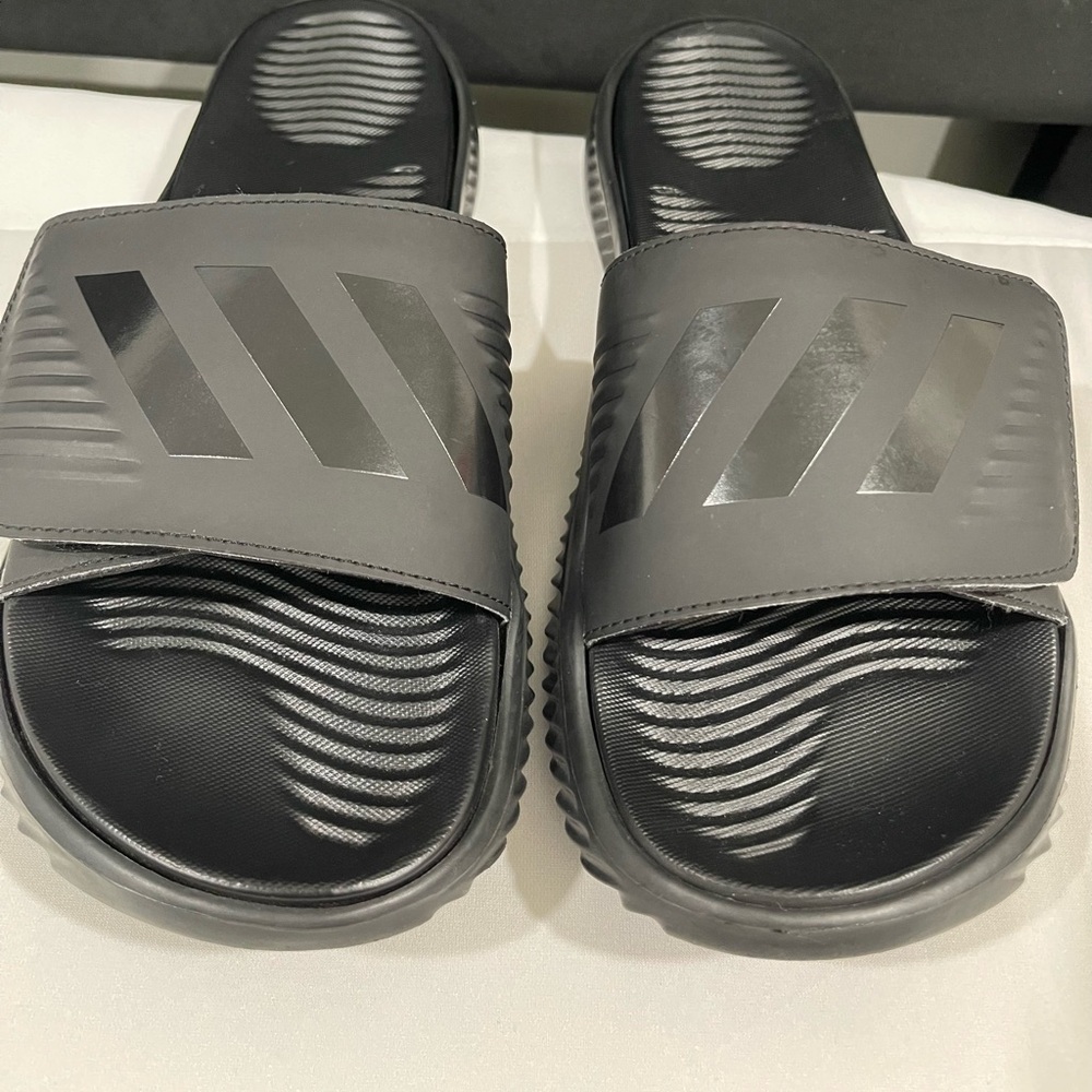 Adidas Black and Gray Slide Sandals men